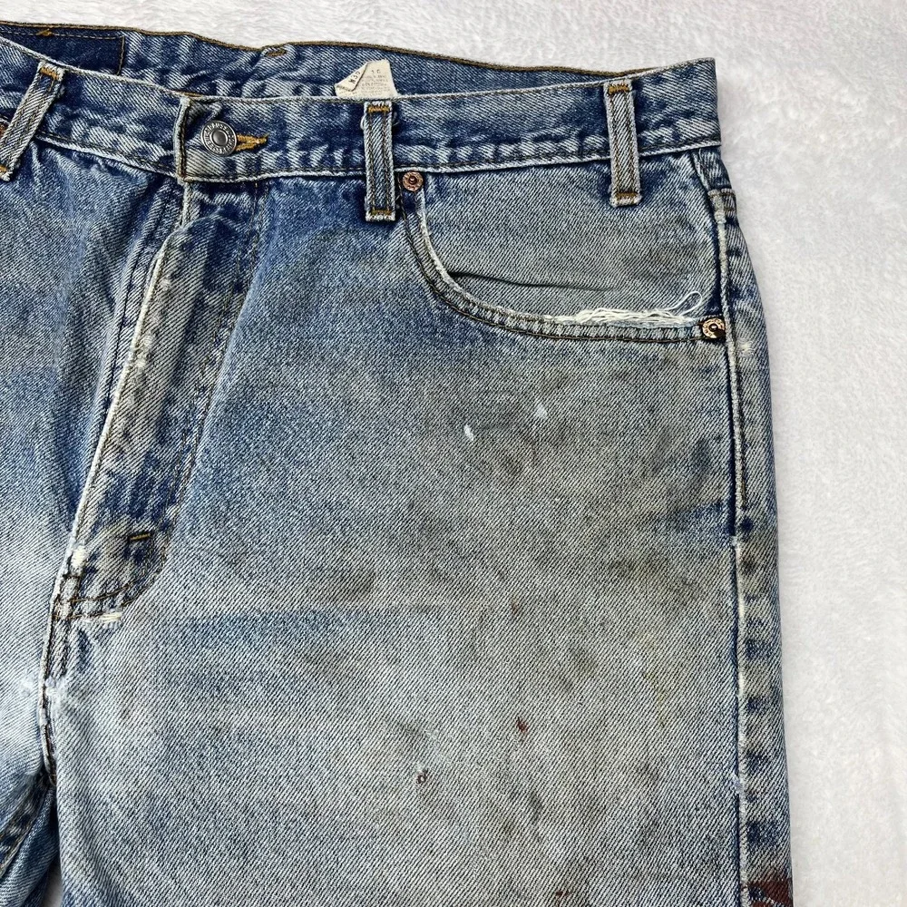 VTG Levi's 505 Regular Fit Straight Leg Jeans‎ Men's Denim Distressed - 34X30.5